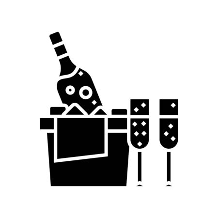 Champagne black icon, concept illustration, glyph symbol, vector flat sign.のイラスト素材