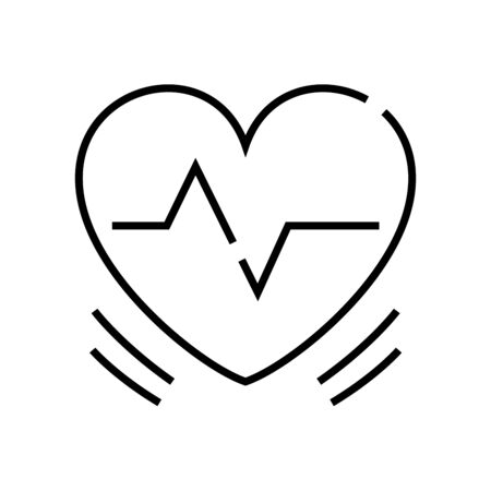 Heart rate line icon, concept illustration, outline symbol, vector sign, linear symbol.のイラスト素材