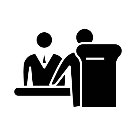 Business consultation black icon, concept illustration, glyph symbol, vector flat sign.のイラスト素材