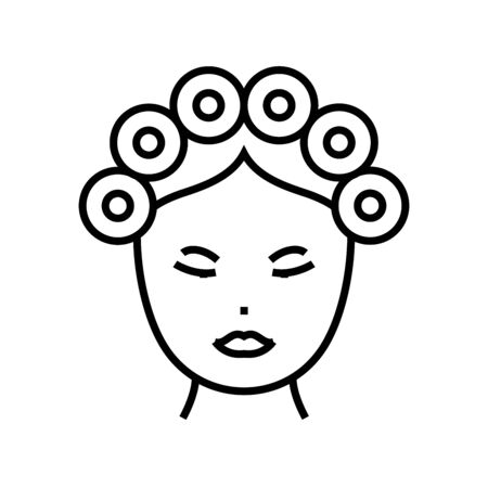 Hair curlers line icon, concept sign, outline vector illustration, linear symbol.のイラスト素材