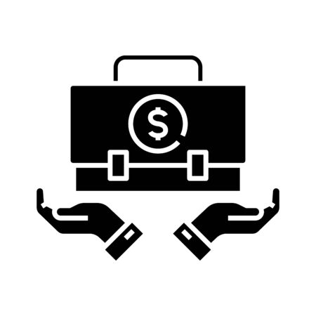 Business protection black icon, concept illustration, glyph symbol, vector flat sign.のイラスト素材