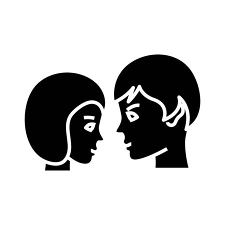 Classmates relations black icon, concept illustration, glyph symbol, vector flat sign.のイラスト素材