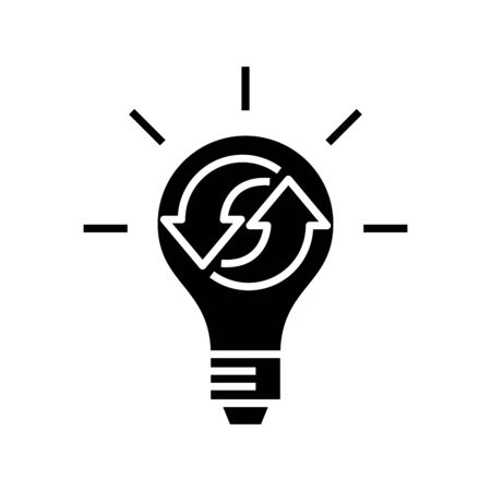 Brightful decision black icon, concept illustration, glyph symbol, vector flat sign.のイラスト素材