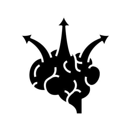 Brain work black icon, concept illustration, vector flat symbol, glyph sign.のイラスト素材