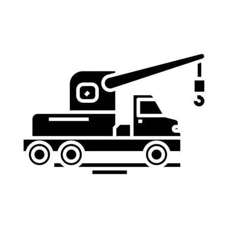 Builder truck black icon, concept illustration, vector flat symbol, glyph sign.のイラスト素材