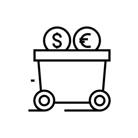 Industry income line icon, concept illustration, outline symbol, vector sign, linear symbol.のイラスト素材