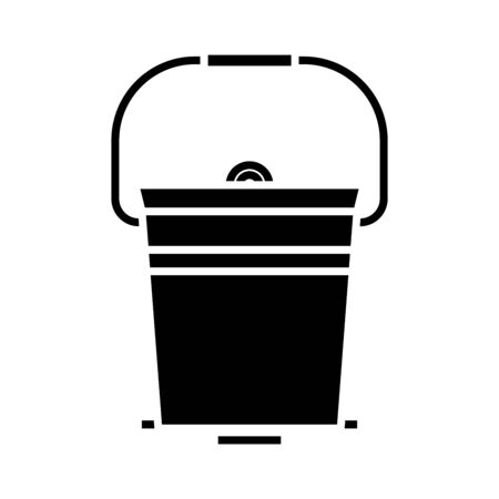 Bucket black icon, concept illustration, glyph symbol, vector flat sign.のイラスト素材