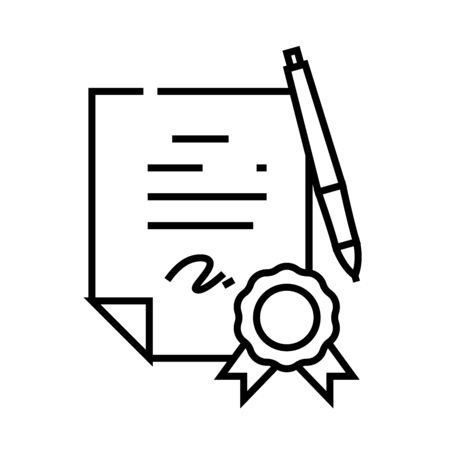 Guarantee mark line icon, concept illustration, outline symbol, vector sign, linear symbol.のイラスト素材