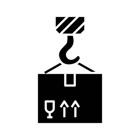 Cargo movement black icon, concept illustration, glyph symbol, vector flat sign.のイラスト素材