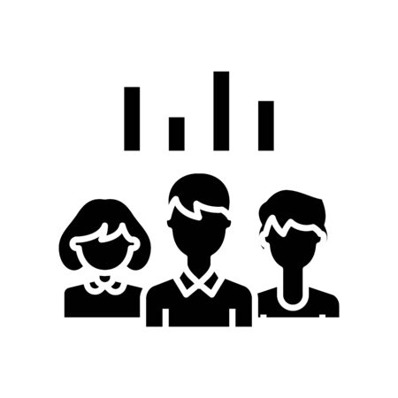 Chart team black icon, concept illustration, glyph symbol, vector flat sign.のイラスト素材