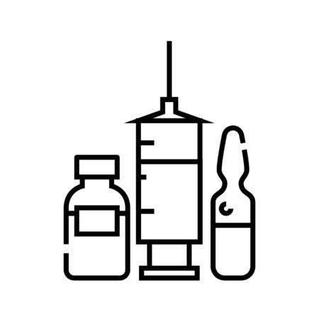 Injection medicines line icon, concept sign, outline vector illustration, linear symbol.のイラスト素材