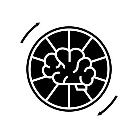 Brain idea generation black icon, concept illustration, glyph symbol, vector flat sign.のイラスト素材