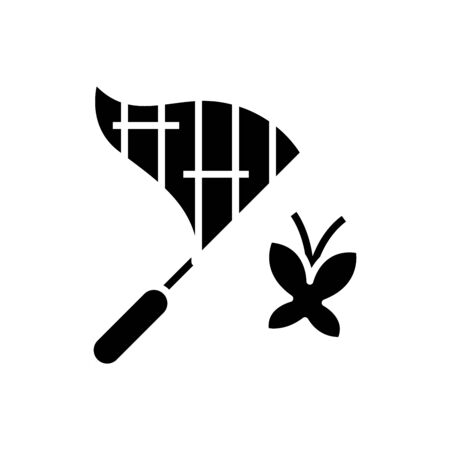 Butterfly net black icon, concept illustration, glyph symbol, vector flat sign.のイラスト素材