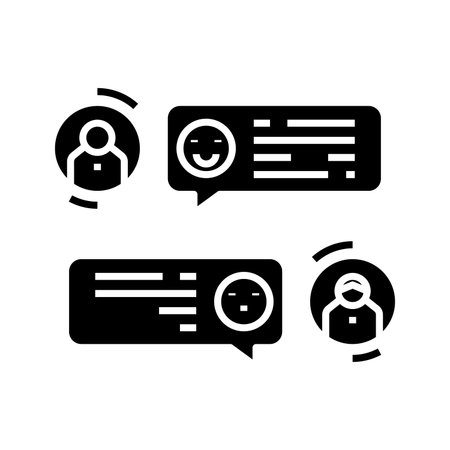Chat messages black icon, concept illustration, glyph symbol, vector flat sign.のイラスト素材