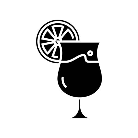 Citrus cocktail black icon, concept illustration, vector flat symbol, glyph sign.のイラスト素材