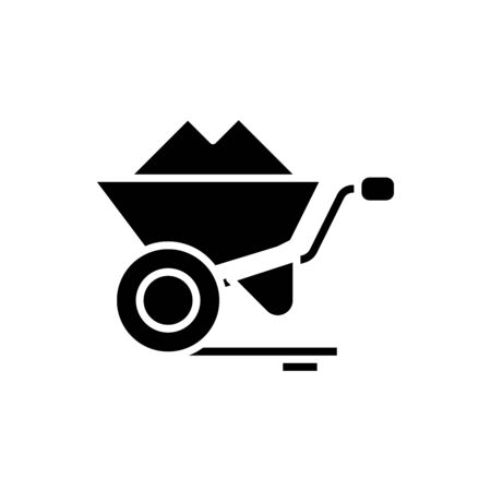 Cargo cart black icon, concept illustration, vector flat symbol, glyph sign.のイラスト素材