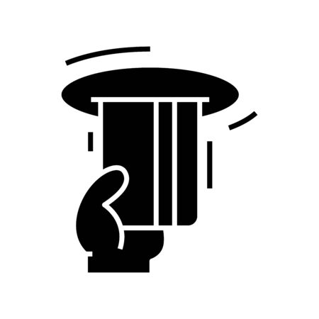 Card atm black icon, concept illustration, glyph symbol, vector flat sign.のイラスト素材