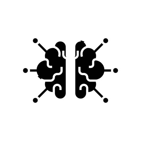 Brain challenge black icon, concept illustration, glyph symbol, vector flat sign.のイラスト素材