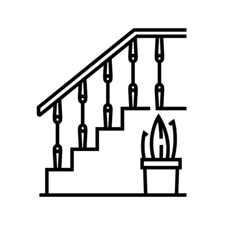 Home stairs line icon, concept sign, outline vector illustration, linear symbol.のイラスト素材