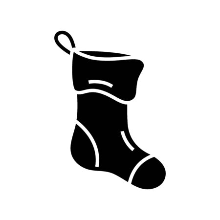 Christmas socks black icon, concept illustration, glyph symbol, vector flat sign.のイラスト素材