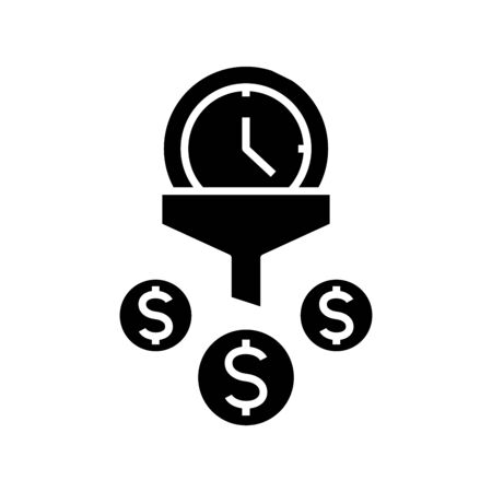 Business time black icon, concept illustration, glyph symbol, vector flat sign.のイラスト素材