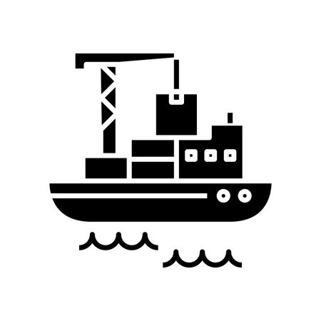 Cargo shipment black icon, concept illustration, vector flat symbol, glyph sign.のイラスト素材