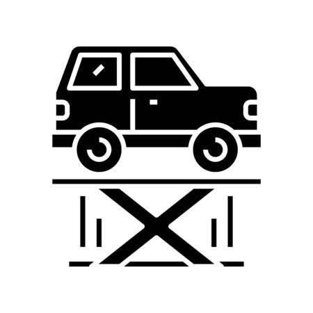 Car diagnostics black icon, concept illustration, vector flat symbol, glyph sign.のイラスト素材