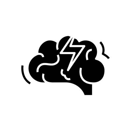 Brain attack black icon, concept illustration, glyph symbol, vector flat sign.のイラスト素材