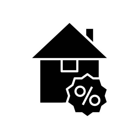 Building sales black icon, concept illustration, glyph symbol, vector flat sign.のイラスト素材