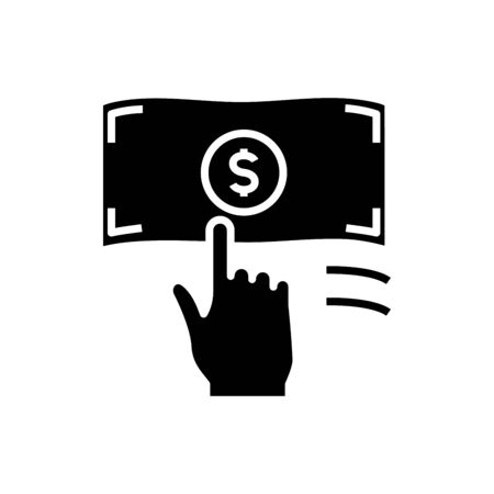Earning money black icon, concept illustration, glyph symbol, vector flat sign.のイラスト素材