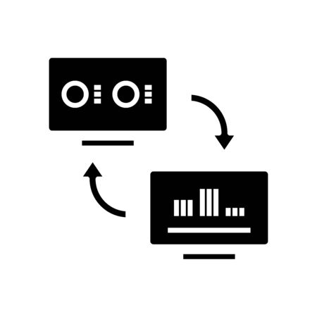 Data transfer black icon, concept illustration, vector flat symbol, glyph sign.のイラスト素材