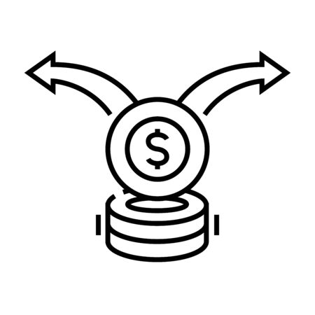 Money transfer (6) line icon, concept illustration, outline symbol, vector sign, linear symbol.のイラスト素材