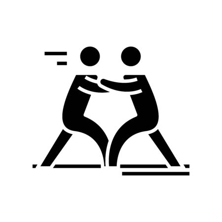 Fighting people black icon, concept illustration, glyph symbol, vector flat sign.のイラスト素材