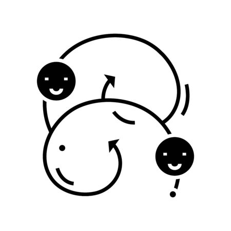 Communicative skills black icon, concept illustration, glyph symbol, vector flat sign.のイラスト素材