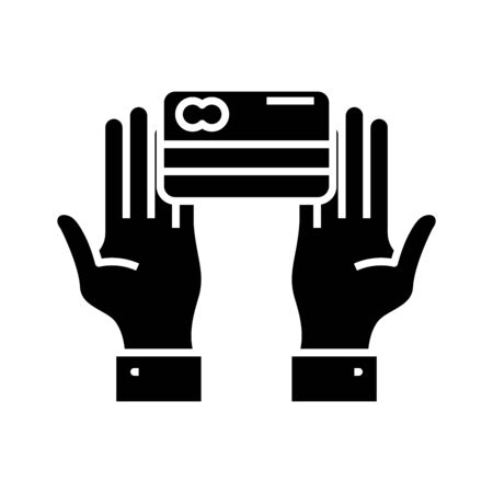 Credit card black icon, concept illustration, glyph symbol, vector flat sign.のイラスト素材