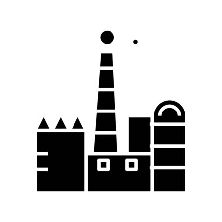 Factory black icon, concept illustration, glyph symbol, vector flat sign.のイラスト素材