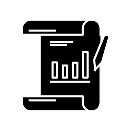 Editing report black icon, concept illustration, glyph symbol, vector flat sign.のイラスト素材