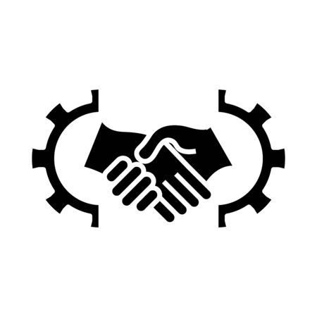 Collaboration black icon, concept illustration, glyph symbol, vector flat sign.のイラスト素材