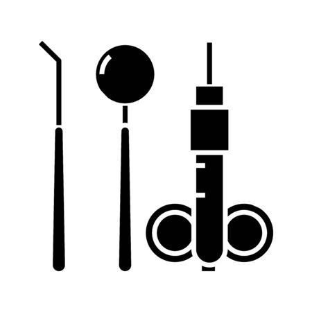 Doctors tools black icon, concept illustration, glyph symbol, vector flat sign.のイラスト素材