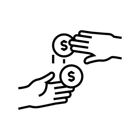 Money transfer (5) line icon, concept illustration, outline symbol, vector sign, linear symbol.のイラスト素材