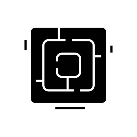 Computer chip black icon, concept illustration, glyph symbol, vector flat sign.のイラスト素材