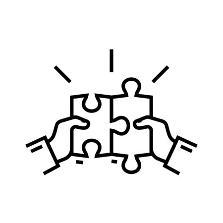 Puzzle work line icon, concept illustration, outline symbol, vector sign, linear symbol.のイラスト素材