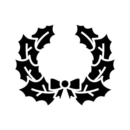 Forest wreath black icon, concept illustration, vector flat symbol, glyph sign.のイラスト素材