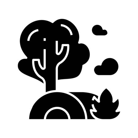 Forest camping black icon, concept illustration, vector flat symbol, glyph sign.のイラスト素材