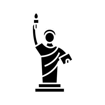 Freedom statue black icon, concept illustration, vector flat symbol, glyph sign.のイラスト素材