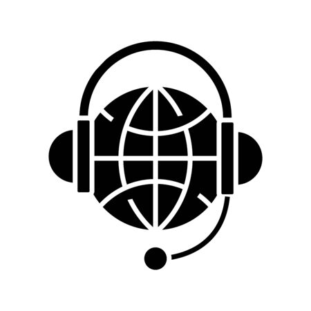 Global connection black icon, concept illustration, vector flat symbol, glyph sign.のイラスト素材