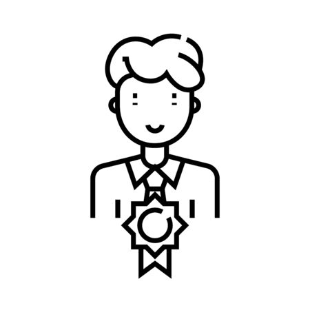 Professional certificate line icon, concept illustration, outline symbol, vector sign, linear symbol.のイラスト素材