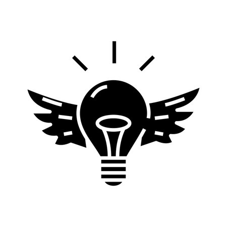 Flying idea black icon, concept illustration, glyph symbol, vector flat sign.のイラスト素材