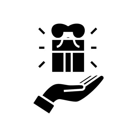 Gift black icon, concept illustration, glyph symbol, vector flat sign.のイラスト素材
