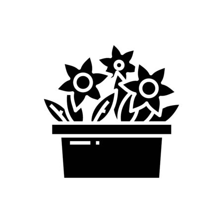 Home flowers black icon, concept illustration, glyph symbol, vector flat sign.のイラスト素材